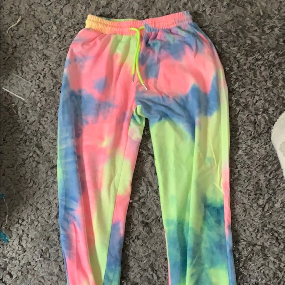 neon tie dye sweatpants